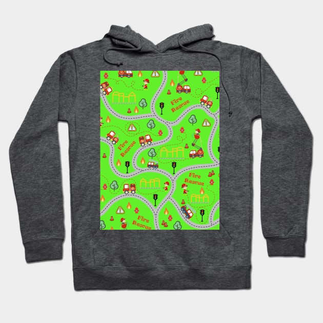 Fireman cute seamless kids pattern bright green